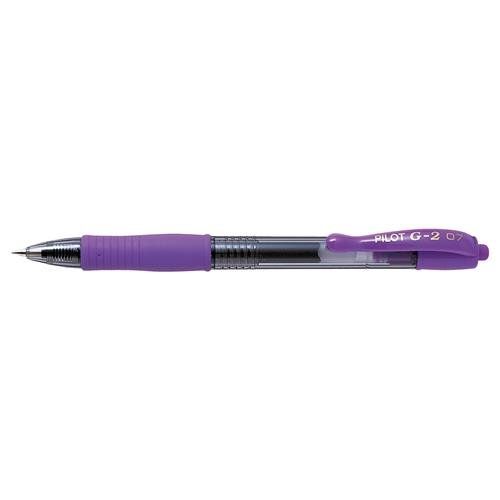 Pilot G-207 Retractable Gel Rollerball Pen 0.7mm Tip 0.39mm Line Violet (Pack 12) - Image 1