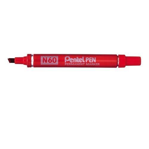 Pentel N 60 permanent marker Chisel tip Red 12 pc(s) - Image 1