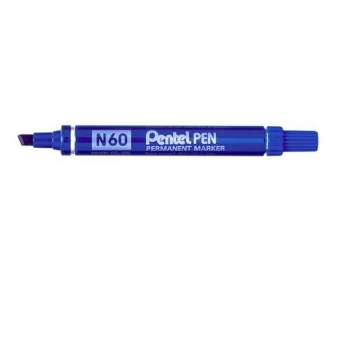 Pentel N 60 permanent marker Chisel tip Blue 12 pc(s) - Image 1