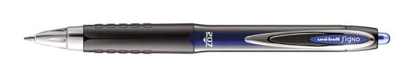 Uni-Ball Signo UMN-207. Construction type: Clip-on retractable pen Product colour: Black Blue Metallic Writing colours: Blue. Length: 142.1 mm Weight: 13.542 g. Quantity per pack: 12 pc(s)