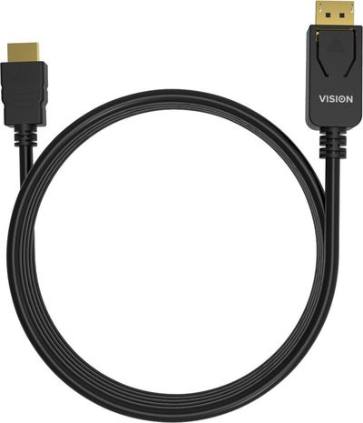 Vision TC 1MDPHDMI/BL video cable adapter 1 m DisplayPort HDMI Type A (Standard) Black - Thumbnail 2