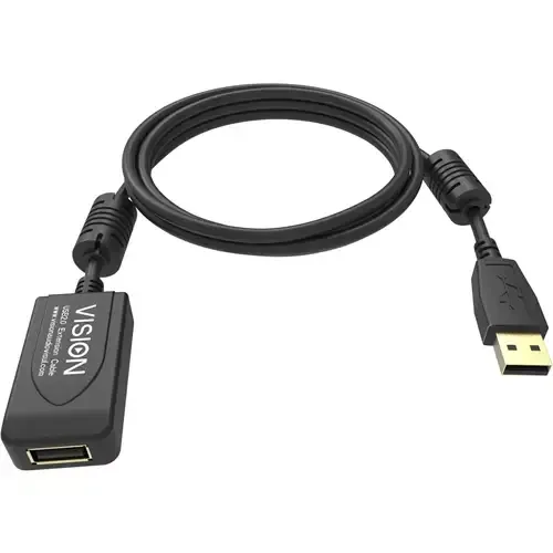 Vision TC 5MUSBEXT+/BL- USB cable USB 2.0 5 m USB A 0.48 Gbit/s Black - Image 1