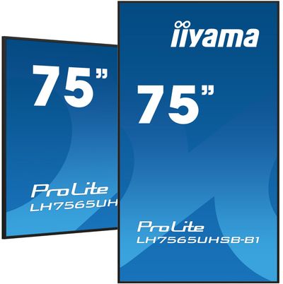 iiyama LH7565UHSB-B1 Signage Display Kiosk design 189.2 cm (74.5") LED Wi-Fi 800 cd/m 4K Ultra HD Black Built-in processor Android 11 24/7