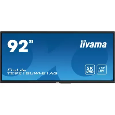 iiyama TE9218UWI-B1AG Signage Display Interactive flat panel 2.32 m (91.5") LED Wi-Fi 500 cd/m 5K Ultra HD Black Touchscreen Built-in processor Android 16/7