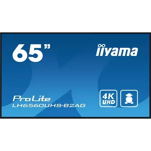 iiyama LH6560UHS-B2AG Signage Display Digital A-board 163.8 cm (64.5") LED Wi-Fi 500 cd/m 4K Ultra HD Black Built-in processor Android 11 24/7 - Image 1