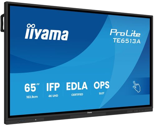 iiyama TE6513A-B1AG Signage Display Interactive flat panel 163.8 cm (64.5") Wi-Fi 500 cd/m 4K Ultra HD Black Touchscreen Built-in processor Android 18/7 - Thumbnail 2