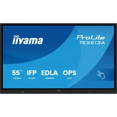 iiyama TE6513A-B1AG Signage Display Interactive flat panel 163.8 cm (64.5") Wi-Fi 500 cd/m 4K Ultra HD Black Touchscreen Built-in processor Android 18/7