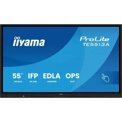 iiyama TE7513A-B1AG Signage Display Interactive flat panel 190.5 cm (75") Wi-Fi 500 cd/m 4K Ultra HD Black Touchscreen Built-in processor Android 18/7 - Image 1