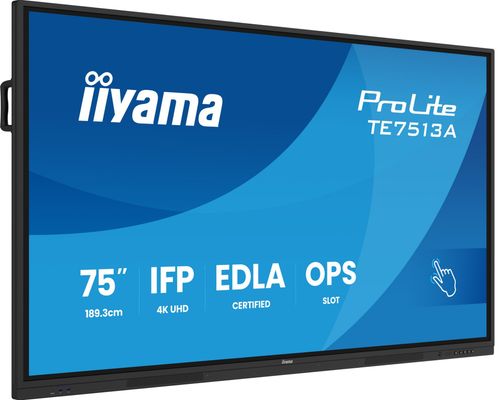iiyama TE7513A-B1AG Signage Display Interactive flat panel 190.5 cm (75") Wi-Fi 500 cd/m 4K Ultra HD Black Touchscreen Built-in processor Android 18/7 - Thumbnail 2