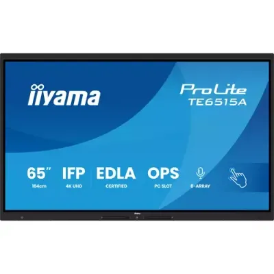 iiyama TE6515A-B1AG Signage Display Interactive flat panel 163.8 cm (64.5") Wi-Fi 550 cd/m 4K Ultra HD Black Touchscreen Built-in processor Android