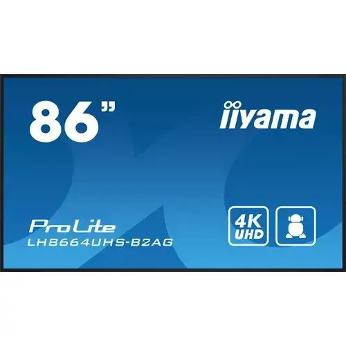 iiyama LH8664UHS-B2AG Signage Display Digital signage flat panel 2.17 m (85.6") Wi-Fi 500 cd/m 4K Ultra HD Black Built-in processor Android 11 24/7 - Image 1
