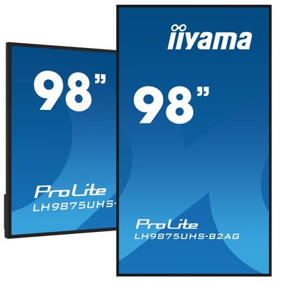 iiyama LH9875UHS-B2AG Signage Display Digital signage flat panel 2.48 m (97.5") LED Wi-Fi 500 cd/m 4K Ultra HD Black Built-in processor Android 11 24/7