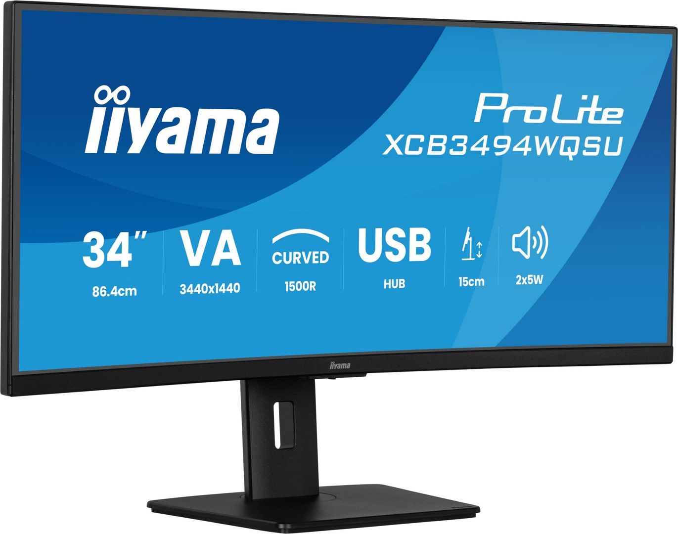 iiyama ProLite 34” Curved Ultra-Wide Monitor (XCB3494WQSU-B1) - Image 1