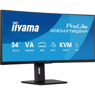 iiyama ProLite 34"UltraWide Quad HD 120Hz Curved Monitor (XCB3497WQSNP-B1) - Thumbnail 2