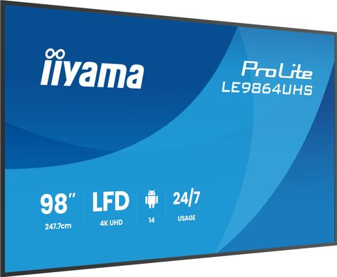 iiyama LE9864UHS-B1AG Signage Display Digital signage flat panel 2.49 m (98") Wi-Fi 500 cd/m 4K Ultra HD Black Built-in processor Android 24/7 - Thumbnail 2
