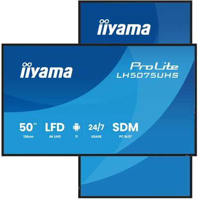 iiyama LH5075UHS-B2AG Signage Display Digital signage flat panel 125.7 cm (49.5") LCD Wi-Fi 500 cd/m 4K Ultra HD Black Built-in processor Android 11 24/7 - Thumbnail 2