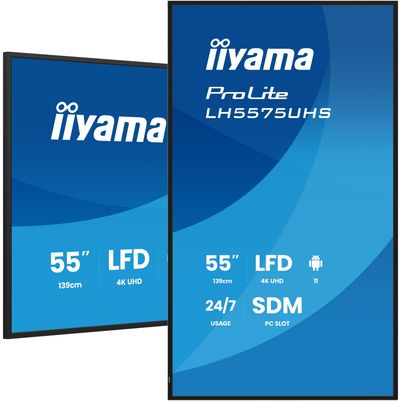 iiyama LH5575UHS-B2AG Signage Display Digital signage flat panel 138.7 cm (54.6") LCD Wi-Fi 500 cd/m 4K Ultra HD Black Built-in processor Android 11 24/7 - Thumbnail 2