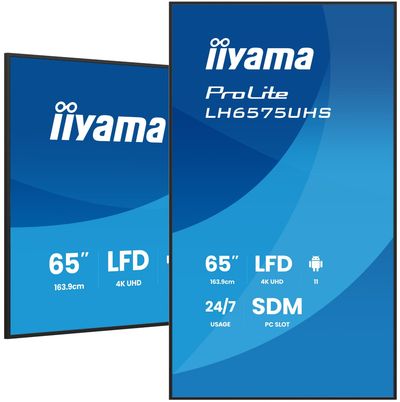 iiyama LH6575UHS-B2AG Signage Display Digital signage flat panel 163.8 cm (64.5") LCD Wi-Fi 500 cd/m 4K Ultra HD Black Built-in processor Android 11 24/7 - Thumbnail 2