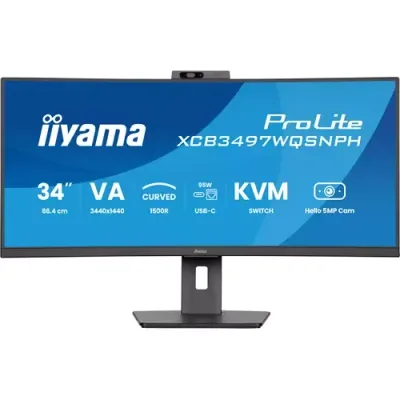 iiyama ProLite XCB3497WQSNPH-B1 computer monitor 86.4 cm (34") 3440 x 1440 pixels UltraWide Quad HD LED Black - Thumbnail 2