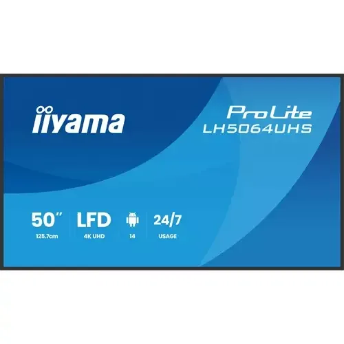 iiyama LH5564UHS-B1AG Signage Display Digital signage flat panel 139.7 cm (55") Wi-Fi 500 cd/m 4K Ultra HD Black Built-in processor Android 24/7 - Image 1