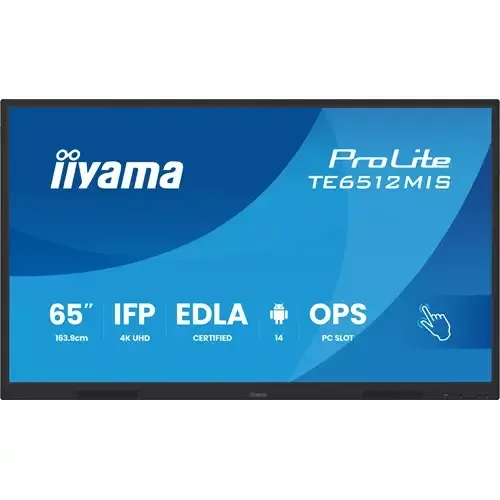 iiyama TE6512MIS-B4AG Signage Display Interactive flat panel 165.1 cm (65") LCD Wi-Fi 400 cd/m 4K Ultra HD Black Touchscreen Built-in processor Android 24/7 - Image 1