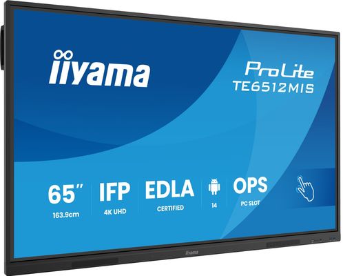 iiyama TE6512MIS-B4AG Signage Display Interactive flat panel 165.1 cm (65") LCD Wi-Fi 400 cd/m 4K Ultra HD Black Touchscreen Built-in processor Android 24/7 - Thumbnail 2