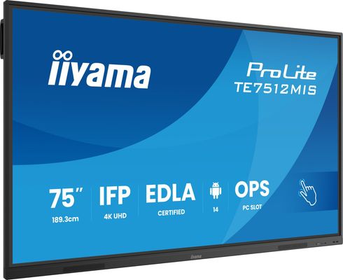 iiyama TE7512MIS-B4AG Signage Display Interactive flat panel 190.5 cm (75") LCD Wi-Fi 400 cd/m 4K Ultra HD Black Touchscreen Built-in processor Android 24/7 - Thumbnail 2