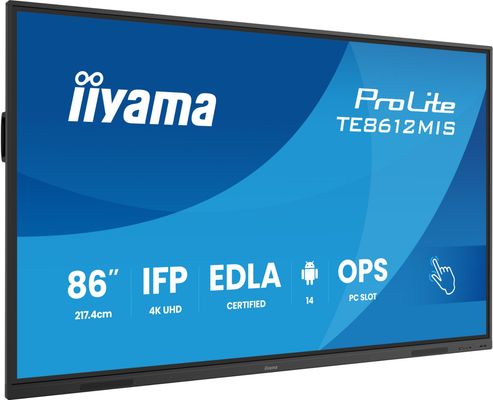 iiyama TE8612MIS-B4AG Signage Display Interactive flat panel 2.17 m (85.6") LCD Wi-Fi 400 cd/m 4K Ultra HD Black Touchscreen Built-in processor Android 24/7 - Thumbnail 2