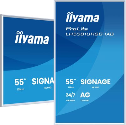 iiyama LH5581UHSG-1AG Signage Display Digital signage flat panel 138.7 cm (54.6") Wi-Fi 500 cd/m 4K Ultra HD White Built-in processor Android 24/7 - Thumbnail 2