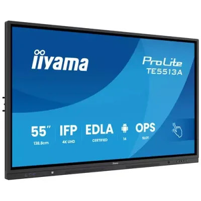 iiyama TE5513A-B2AG Signage Display Interactive flat panel 138.7 cm (54.6") Wi-Fi 500 cd/m² 4K Ultra HD Black Touchscreen Built-in processor Android 24/7 - Thumbnail 2
