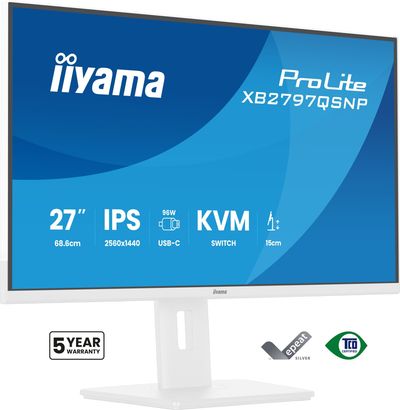 iiyama ProLite XB2797QSNP-W1 computer monitor 68.6 cm (27") 2560 x 1440 pixels Quad HD LCD White