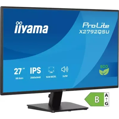 iiyama ProLite X2792QSU-B1 computer monitor 68.6 cm (27") 2560 x 1440 pixels Quad HD LED Black - Thumbnail 2