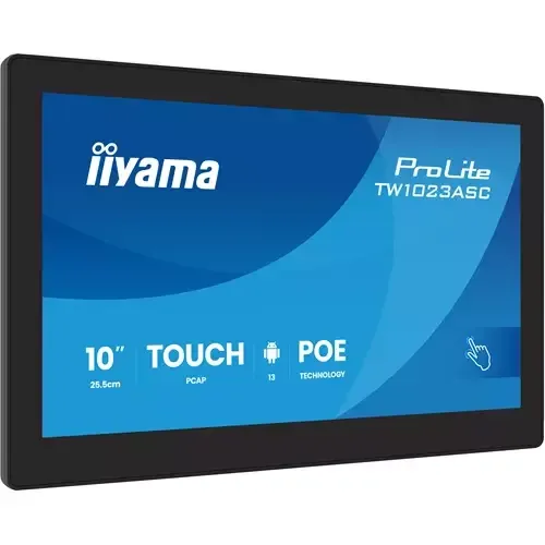 iiyama TW1023ASC-B3P Signage Display Kiosk design 25.6 cm (10.1") Wi-Fi 385 cd/m WXGA Black Touchscreen Built-in processor Android 24/7 - Image 1