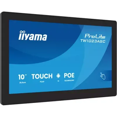 iiyama TW1023ASC-B3P Signage Display Kiosk design 25.6 cm (10.1") Wi-Fi 385 cd/m WXGA Black Touchscreen Built-in processor Android 24/7