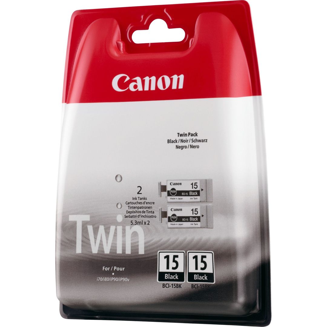 Canon BCI-15BK Black Ink Cartridge (Twin Pack) - Image 1