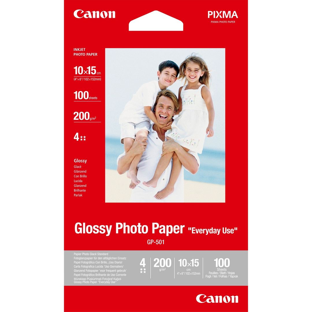 Canon GP-501 Glossy Photo Paper 4x6" - 100 Sheets - Image 1