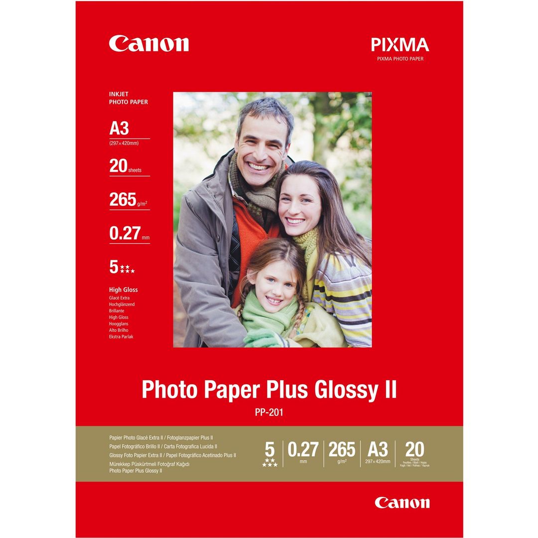 Canon PP-201 Glossy II Photo Paper Plus A3 - 20 Sheets - Image 1
