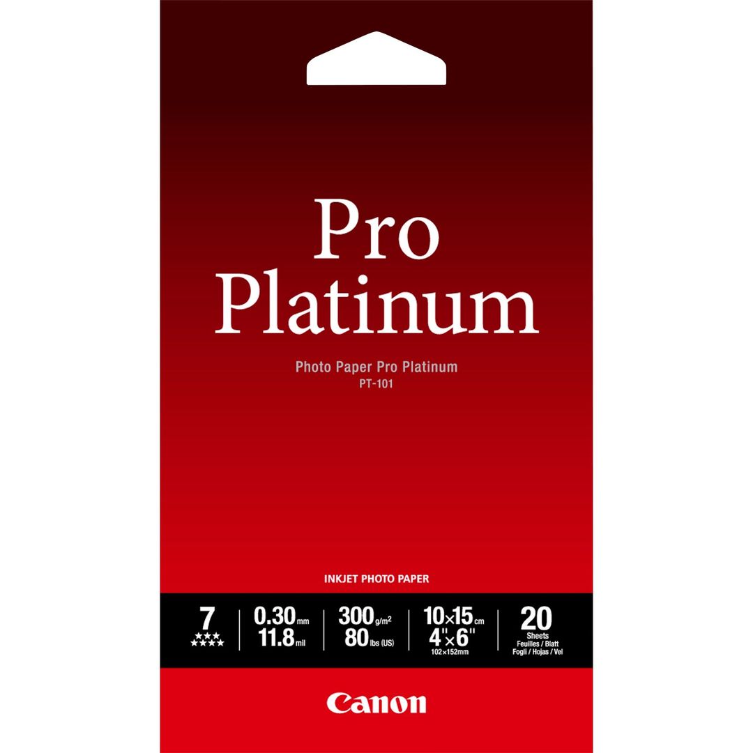 Canon PT-101 Pro Platinum Photo Paper 4x6" - 20 Sheets - Image 1