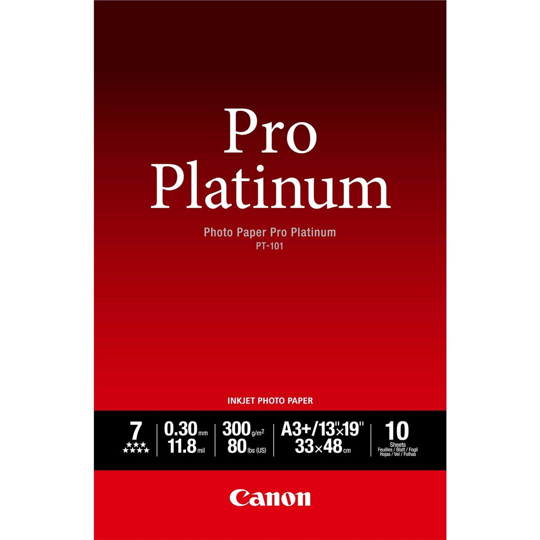 Canon PT-101 Pro Platinum Photo Paper A3 Plus - 10 Sheets - Image 1