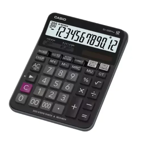 Casio DJ-120D Plus 12 Digit Desktop Calculator Black DJ-120DPLUS-W-EP - Image 1