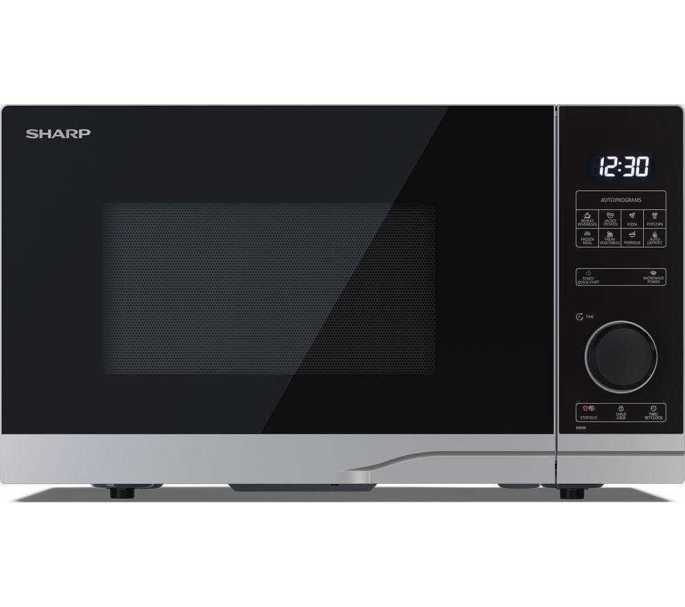 Sharp YC-PS254AU-S 25L 900w Solo Microwave Silver 10 Power Levels & Auto Defrost - Image 1