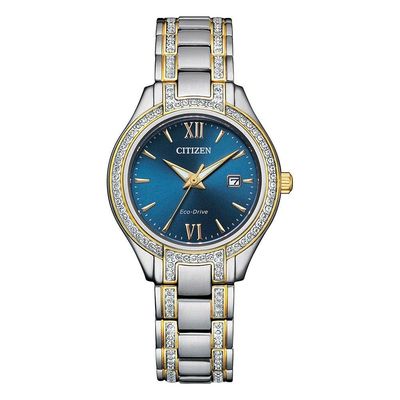Citizen Eco-Drive Silhouette Crystal Steel and Gold Tone Watch