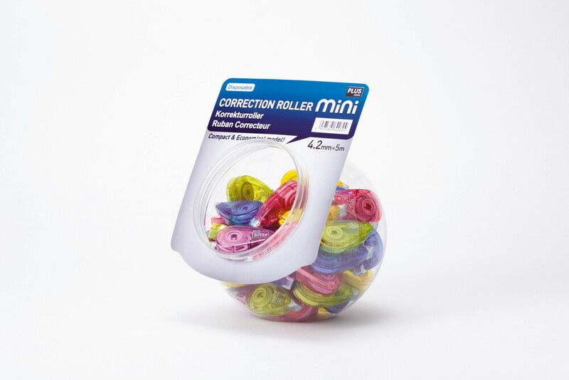 Plus By Pentel Correction Tape Roller Mini Candy Jar 4.2mm x 5m Assorted Colours (Pack 50) 49193 - Image 1