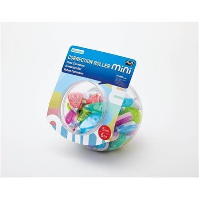 Plus By Pentel Correction Tape Roller Mini Candy Jar 5mm x6m Assorted Pastel Colours (Pack 50) 51660