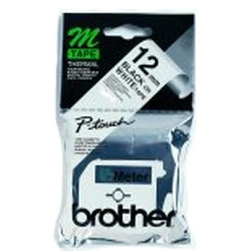Brother Labelling Tape - 12mm Black/White Blister label-making tape M - Image 1