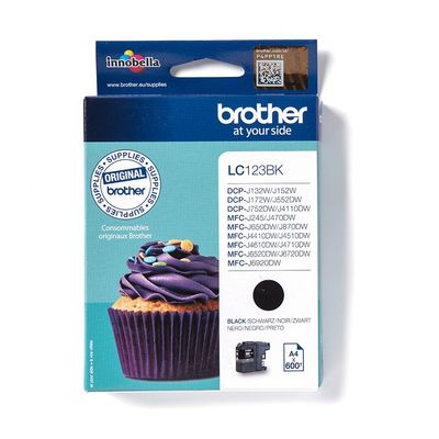 BROTHER LC123BK Black Ink Cartridge, Black