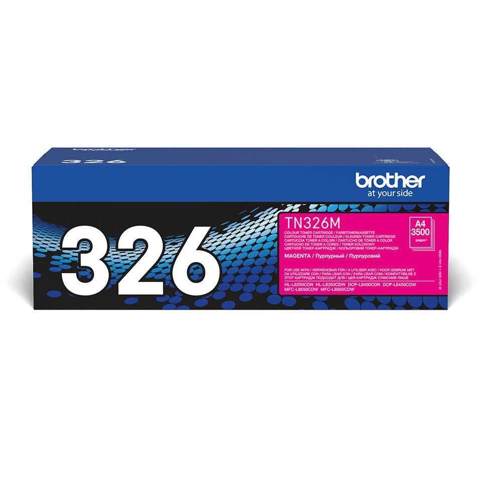 Brother TN-326M. Colour toner page yield: 3500 pages Printing colours: Magenta Quantity per pack: 1 pc(s) - Image 1