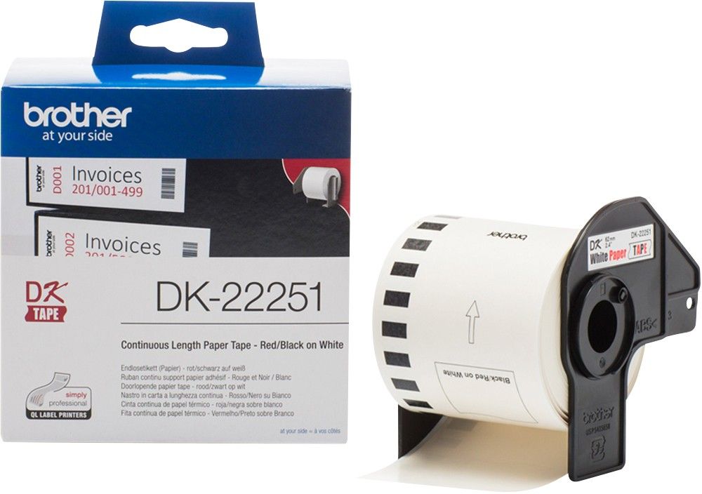 Brother DK-22251 label-making tape Black and red on white - Image 1