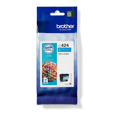 Brother LC424C. Supply type: Single pack Colour ink page yield: 750 pages Printing colours: Cyan Quantity per pack: 1 pc(s)