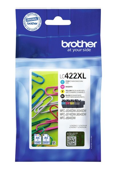 Brother LC422XLVAL ink cartridge 4 pc(s) Original Black Cyan Magenta Yellow